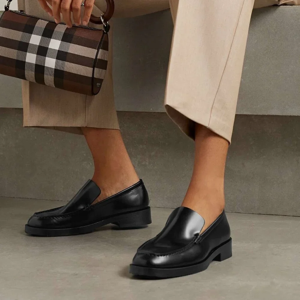 By Far Rafael Semi Patent Black Leather Loafers 38 / US 8​​​
